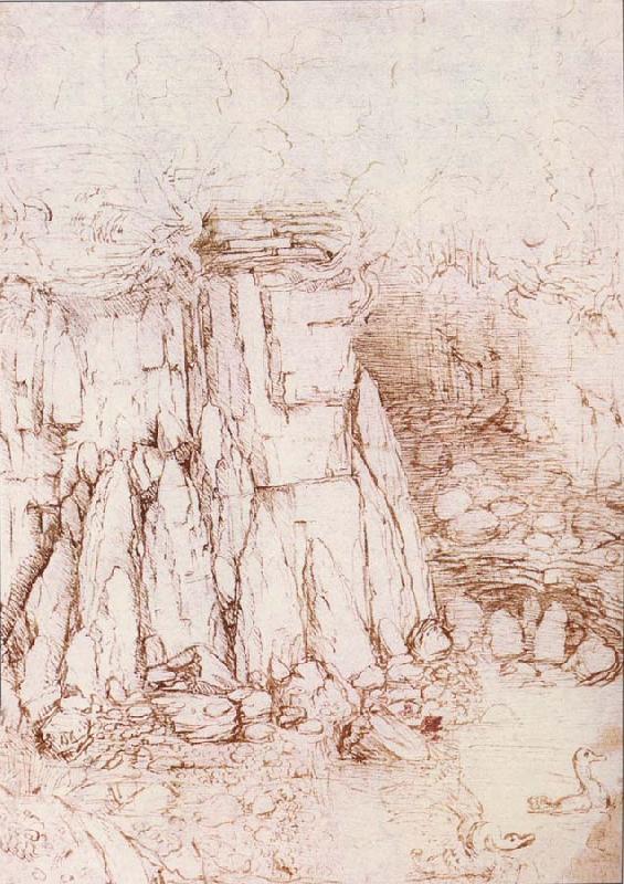 LEONARDO da Vinci A rock gorge oil painting image
